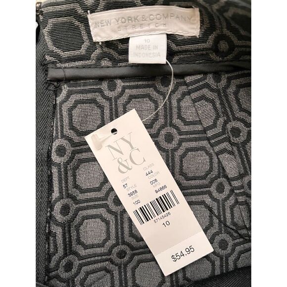 NWT New York & Company Geometric Print Pencil Skirt with Ribbon Detailing - Picture 3 of 10
